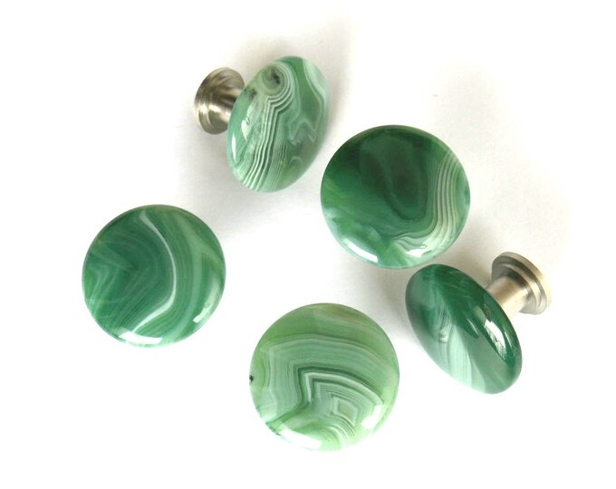 Green Onyx Agate Knobs Stone Pulls Home Decor Etsy