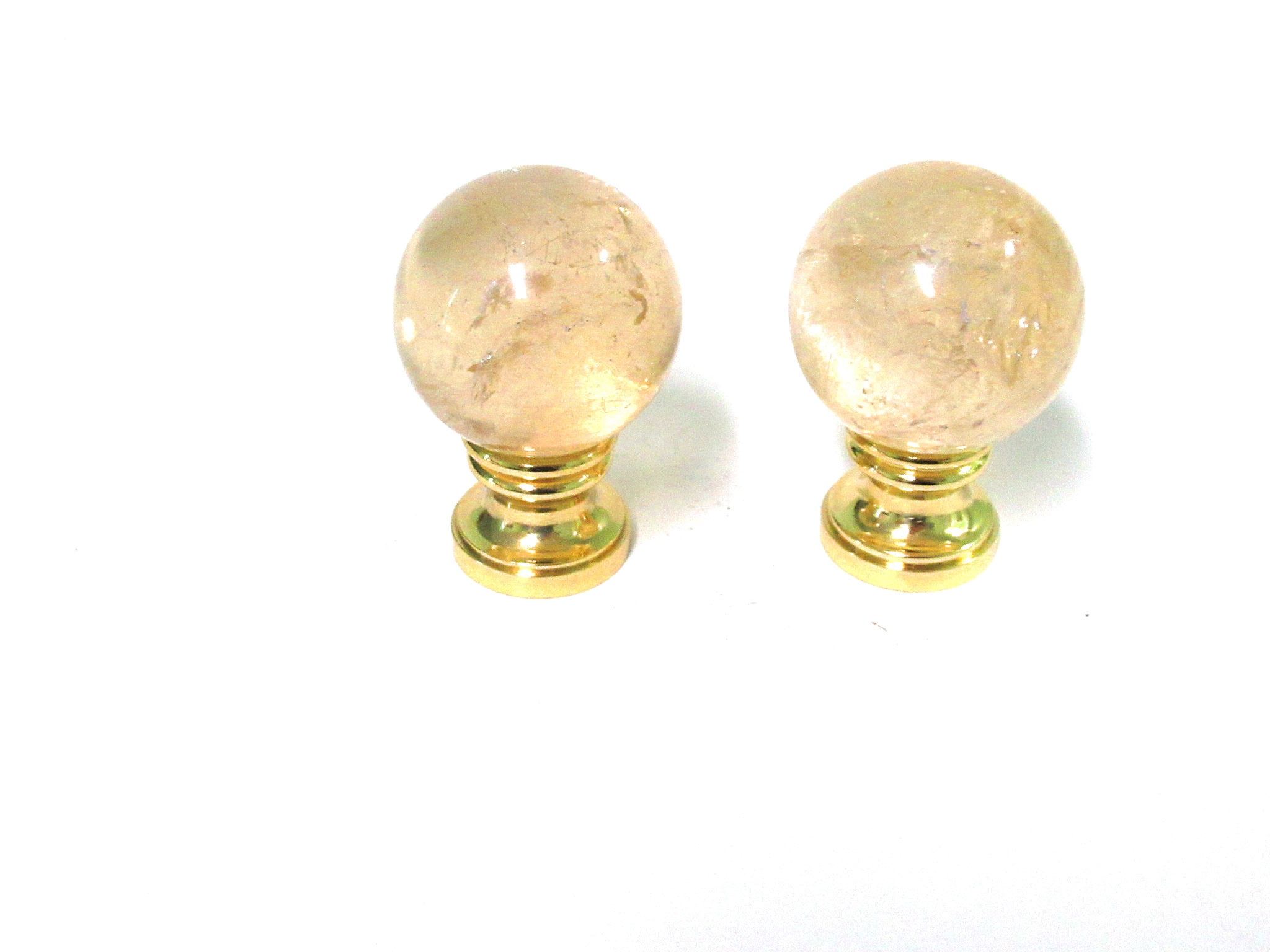 One (1) or Set of (2) - Light Citrine Lamp Finial - Orb Crystal Finial - Home Décor