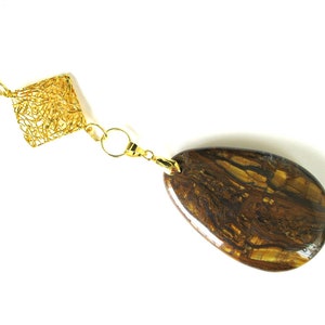 Ceiling Light & Fan Chain Pull - Large Pietersite Gemstone Pear Shaped Pull Attachment - Home Décor