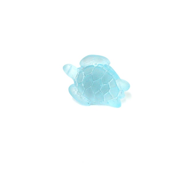 One (1) Knob - Light Aqua Blue Sea Turtle Cultured Sea Glass Knob - Small Sea Glass Knob - Beach Décor
