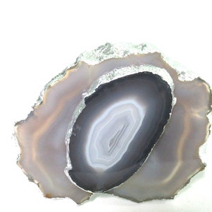 One (1) Curtain Holdback - Grey White Agate Curtain Tiebacks - Juxtaposed Agate - Home Décor