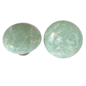Extra-Large Amazonite Gemstone Cabinet Knob - Polished Sea Green Stones - Home Decor