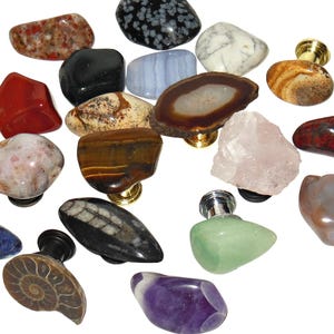 Set of 24 Assorted Stone Knobs - Stone Pulls - Home Decor