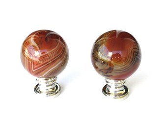Lamp Finial - Sardonyx Agate Orb Finial - Home Décor