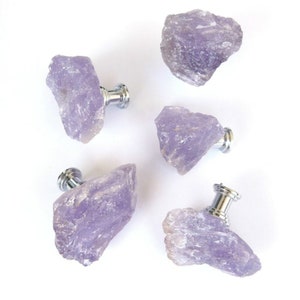 One (1) Knob - Rough Free-Form Natural Amethyst Quartz Knobs - Home Decor