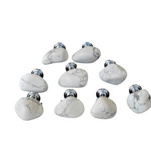 Small Free-Form Stone Knob - White Howlite, Mookite, Jasper & Quartz