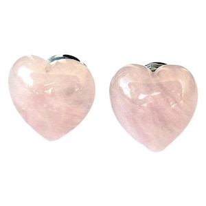 Set of (2) - Heart-Shaped Rose Quartz Stone Knobs