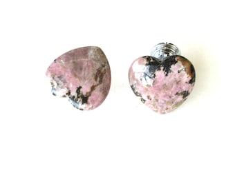 Heart-Shaped Rhodonite Natural Stone Knobs - Home Décor