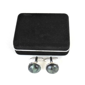 One (1) Pair - Kambaba Jasper Cuff-Links - 16mm
