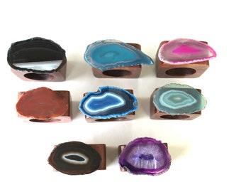 Agate Napkin Rings – Square Wooden Napkin Rings - Natural Décor