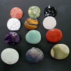 Set of 12 - Large Stone Knobs - Assorted Stone Knobs - Gemstone Pulls - Home Decor