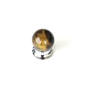 May include: A round, gold and brown tiger's eye knob with a chrome base.
