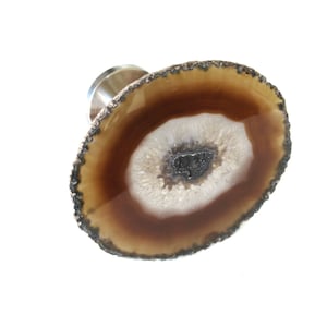 One (1) Tieback - Large Natural Brown Agate Curtain Holdback - Agate Tieback - Home Décor