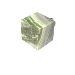 Serpentine Gemstone Cube-Shaped Knob - Hand-Carved Stones - Home Decor