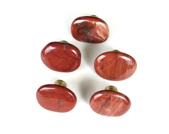 Polished Red Jasper Stone Knob - Large/Extra Large, Home Decor