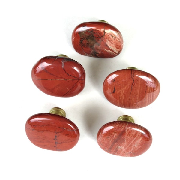 One (1) Knob - Large and Extra Large Red Jasper Stone Knob - Polished Gemstone Knob - Home Décor
