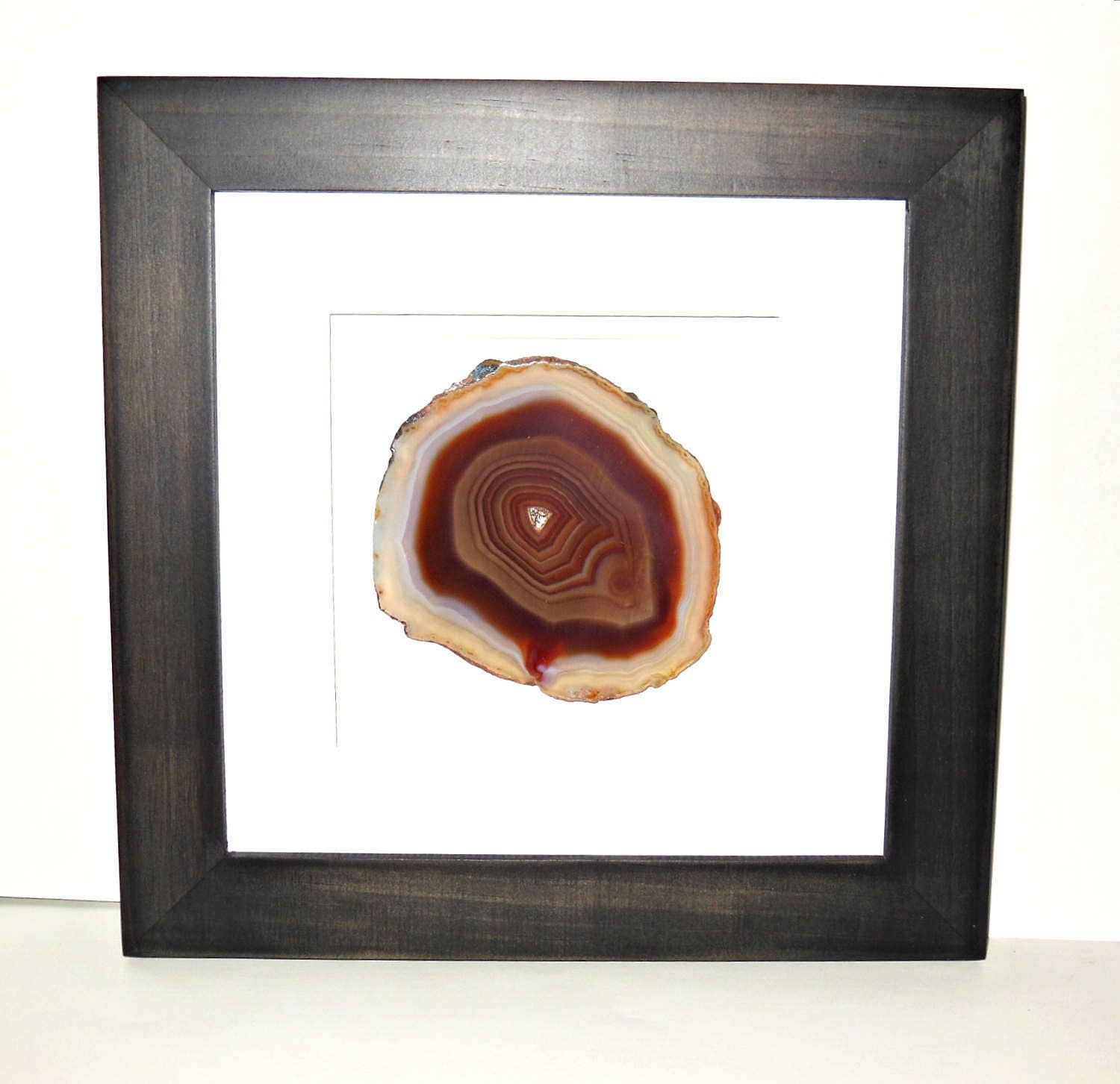 Xlarge Red Rust Agate Framed Agate Art Dark Brown Frame Etsy