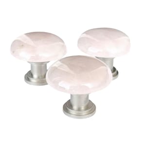 Rose Quartz Gemstone Pulls - Round Stone Knobs - Home Decor