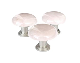 Rose Quartz Gemstone Pulls - Round Stone Knobs - Home Decor