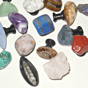 Set of (18) Assorted Stone Knobs - Gemstone Knobs - Home Decor