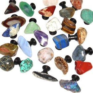 Set of 12 - Stone Knobs - Assorted Knobs - Gemstone Pulls - Home Decor