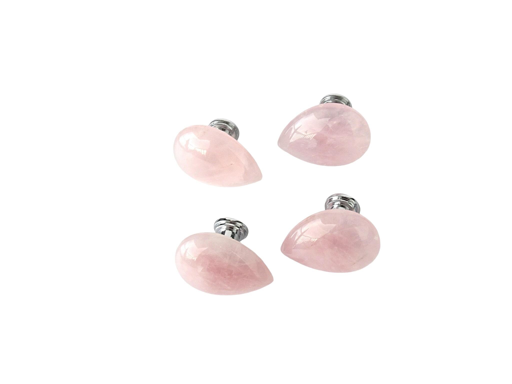 Teardrop-Shaped Rose Quartz Stone Knob