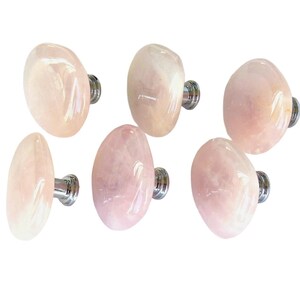Large Rose Quartz Knobs – Polished Gemstone Cabinet Hardware immagine 1