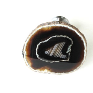 One (1) Tieback - Large Brown Agate Curtain Holdback - Organic Juxtaposed Tieback - Home Décor