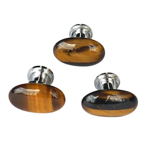 Small Gold Tigers Eye Stone Knobs – Polished Gemstone, Home Decor