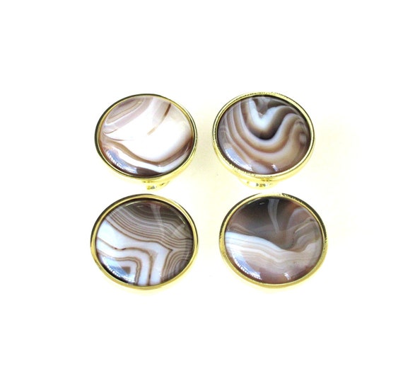 Home Decor Round Stone Pulls Orange Onyx Agate Knobs Mushroom Style