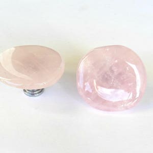 One (1) or Sets of (4) - (8) - (12) - (24) Knobs - Large Rose Quartz Knob - Polished Stone Knob - Home Décor