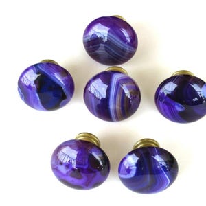 One (1) Knob - Purple Agate Knobs  – Stone Knobs - Home Décor