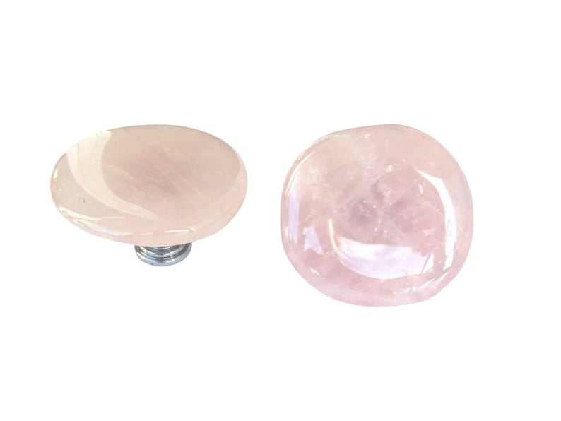 Large Rose Quartz Knobs – Polished Gemstone Cabinet Hardware immagine 2