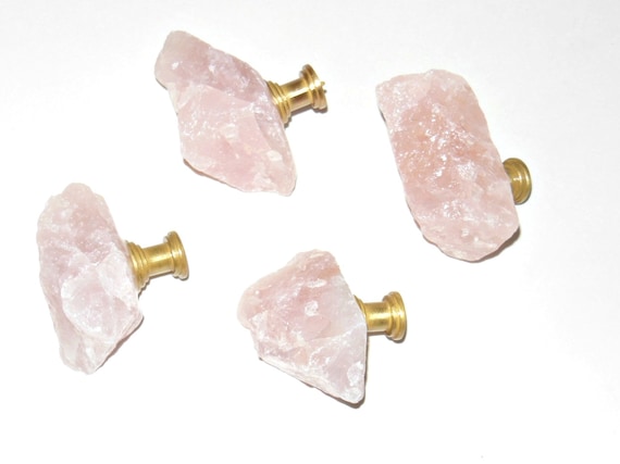 Rose Quartz Stone Drawer Knobs Rough Natural Free Form Etsy