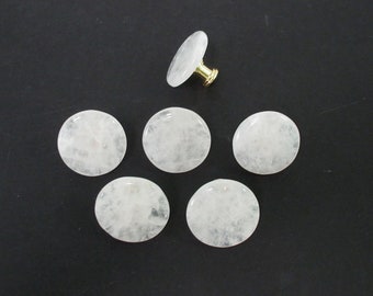 One (1) - Large Clear Quartz Rounded-Shaped Polished Stone Knobs - Gemstone Pulls - Home Décor