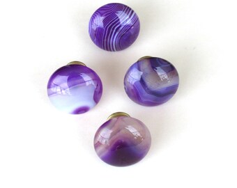 One (1) Knob - Purple Agate Knobs  – Stone Knobs - Home Décor