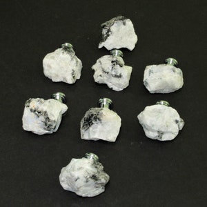 One (1) or Sets of (4) - (8) - (12) - (24) Knobs - Moonstone Stone Knob - Rough Free-Form Stone Knobs - Home Décor