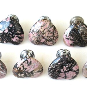 Heart-Shaped Rhodonite Natural Stone Knobs - Home Décor