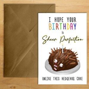 Gâteau hérisson - carte de voeux d'anniversaire imprimée (avec personnalisation en option). Peut être envoyé directement au destinataire