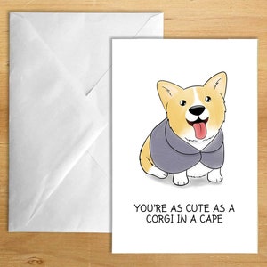 Cute Corgi - biglietto di auguri stampato (con personalizzazione opzionale). Può essere inviato direttamente al destinatario