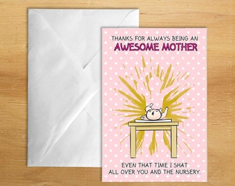 Awesome Mother - printed greeting card. Can be sent directly to recipient