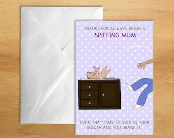 Spiffing Mum - printed greeting card. Can be sent directly to recipient