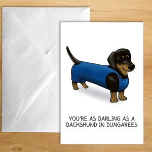 Darling Dachshund - biglietto di auguri stampato (con personalizzazione opzionale). Può essere inviato direttamente al destinatario