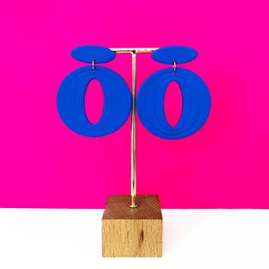 Abstract Mid Century Polymer Clay Chunky Hoop Earrings