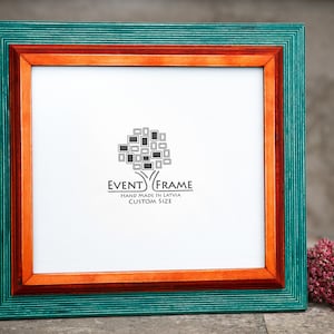 Groene + oranje aangepaste lijst, houten fotolijst, moderne muurlijst, MATEN - 4 x 6 5 x 5 5 x 7 5,5 x 8,5 6 x 6 6 x 8 8 x 8 8 x 10 10 x 10 8 x 12 8,5 x 11 11 x 14