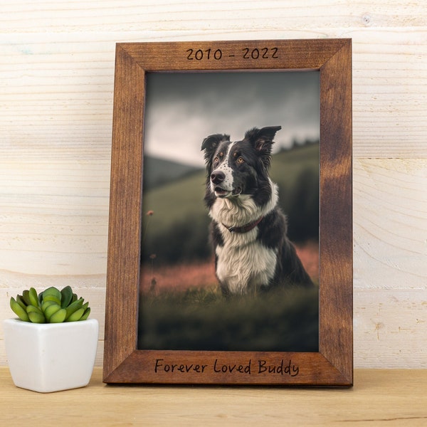 Engraved Wooden Picture Frame, Custom Walnut Brown Photo Frame, Personalised Handmade Birch Hardwood Frame A1, A2, A3, A4, 8x10, 18x24, 8x12