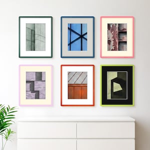 Custom Matted Photo Frame made of Colorful Wood; Thin Picture Frames with Rounded Corners