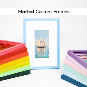 Moldura para fotos com passe-partout em cores vibrantes, moldura fina para pôsteres ideal para pendurar na parede.