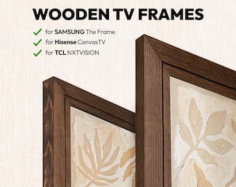 Handmade Oak Pine TV Frame, Walnut Brown Wooden Finish for Samsung, TCL, Hisense TVs