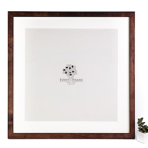 Wooden Picture Frame, Photo Frame with White Matboard, Brown Walnut Color, Mountboard Frame, Modern Design, ANY CUSTOM SIZES